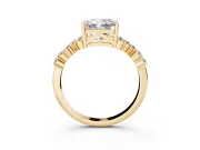 Radiant Cut Scattered Accent Engagement Ring Setting | Slim Band | Yellow Gold