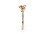 Pear-Shaped Hidden Halo Pave Engagement Ring Setting for a Fancy Pink Lab-Grown Diamond | Claw Prongs | Yellow Gold