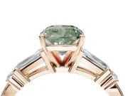 Cushion Cut Tapered Baguette Engagement Ring Setting for a Fancy Green Lab-Grown Diamond | Rose Gold