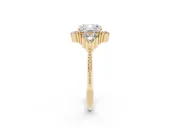 Cushion Cut Vintage Cluster Engagement Ring Setting | Beaded Edges | Yellow Gold