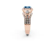 Asscher Cut Halo Split Shank Engagement Ring Setting for a Fancy Blue Lab-Grown Diamond | Round Side Stones | Rose Gold