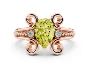 Pear-Shaped Scroll Engagement Ring Setting for a Fancy Yellow Lab-Grown Diamond | Rose Gold