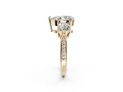Pear-Shaped Three Stone Engagement Ring Setting | Tapered Pave Band | Yellow Gold