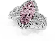 Marquise Halo Engagement Ring Setting for a Fancy Pink Lab-Grown Diamond | Sterling Silver - Design NV-24754