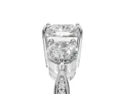 Princess Cut Three Stone Engagement Ring Setting | Tapered Pave Band | Sterling Silver
