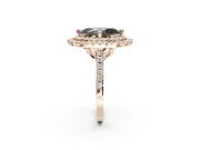 Fancy Black Marquise Lab-Grown Diamond Double Halo Statement Ring Set in Rose Gold with Pavé Band