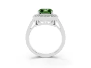 Asscher Cut Halo Engagement Ring Setting for a Fancy Green Lab-Grown Diamond | Polished Halo Rim | Platinum