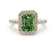Emerald Cut Halo Engagement Ring Setting for a Fancy Green Lab-Grown Diamond | Yellow Gold - Design NV-24751