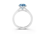 Round Pave Solitaire Engagement Ring Setting for a Fancy Blue Lab-Grown Diamond | Sweeping Shoulders | Platinum