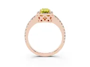 Radiant Cut Pave Halo Engagement Ring Setting for a Fancy Yellow Lab-Grown Diamond | Rose Gold