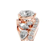 Heart-Shaped Bypass Pavé Engagement Ring Setting | Marquise and Pear Accents | Rose Gold