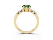 Heart-Shaped Five Stone Engagement Ring Setting for a Fancy Green Lab-Grown Diamond | Yellow Gold