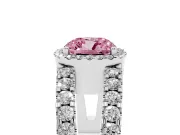 Cushion Cut Halo Split Shank Engagement Ring Setting for a Fancy Pink Lab-Grown Diamond | Platinum