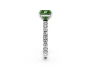 Fancy Green Princess Cut Diamond Pavé Solitaire Ring Set in Silver with Round Band and Prong Setting