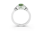 Fancy Green Emerald Cut Diamond Floral Cluster Ring Set in White gold with Marquise Petals and Prong Setting