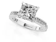 Princess Cut Vintage Pavé Solitaire Engagement Ring Setting | Milgrain Edges | Sterling Silver