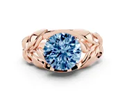 Round Leaf Bypass Engagement Ring Setting for a Fancy Blue Lab-Grown Diamond | Rose Gold