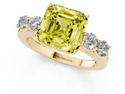 Asscher Cut 5 Stone Engagement Ring Setting for a Fancy Yellow Lab-Grown Diamond | Yellow Gold