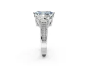Marquise Three Stone Engagement Ring Setting for a Fancy Blue Lab-Grown Diamond | Beaded Shoulders | Platinum