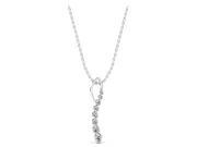 Round Lab-Grown Diamond Graduated Curved Bar Pendant Necklace | Open Wire Bail | White Gold