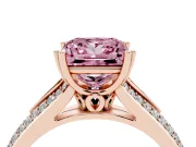 Princess Cut Split Shank Engagement Ring Setting for a Fancy Pink Lab-Grown Diamond | Pave Band | Rose Gold
