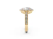 Oval Vintage Halo Engagement Ring Setting | Milgrain Channel Band | Yellow Gold