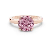 Fancy Pink Round Cut Diamond Solitaire Ring Set in Rose gold with Prong Head and Smooth Polished Band