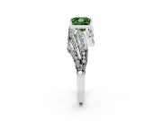 Princess Cut Bypass Hidden Halo Engagement Ring Setting for a Fancy Green Lab-Grown Diamond | Graduated Pavé | Platinum