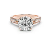 Round Pave Split Shank Engagement Ring Setting | Double Claw Prongs | Rose Gold