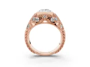 Princess Cut Diamond Bezel Ring Set in Rose gold with Milgrain Accent Band
