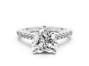 Heart-Shaped Hidden Halo Pave Engagement Ring Setting | Claw Prongs | White Gold