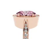 Oval Vintage Milgrain Halo Engagement Ring Setting for a Fancy Pink Lab-Grown Diamond | Side Stones and Pave | Rose Gold