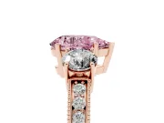 Pear-Shaped Three Stone Engagement Ring Setting for a Fancy Pink Lab-Grown Diamond | Graduated Pave Band | Rose Gold