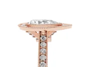 Pear-Shaped Vintage Milgrain Halo Engagement Ring Setting | Bezel Head | Rose Gold