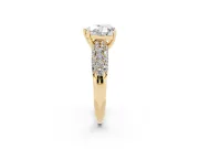 Heart-Shaped Multi Row Pave Solitaire Engagement Ring Setting | Domed Shoulders | Yellow Gold