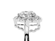 Heart-Shaped Scalloped Cluster Halo Engagement Ring Setting | Plain Band | Sterling Silver