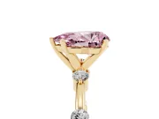 Pear-Shaped Bar Set Engagement Ring Setting for a Fancy Pink Lab-Grown Diamond | Yellow Gold