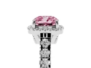 Cushion Cut Halo Engagement Ring Setting for a Fancy Pink Lab-Grown Diamond | Shared Prong Shoulders | Sterling Silver