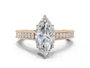Marquise Vintage Engraved Pavé Engagement Ring Setting | Milgrain Edges | Rose Gold