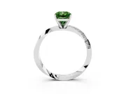 Fancy Green Radiant Cut Diamond Engagement Ring Set in Platinum with Side Stone Accents and Prong Setting