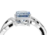 Radiant Cut Bypass Solitaire Engagement Ring Setting for a Fancy Blue Lab-Grown Diamond | Pavé Strands | Sterling Silver