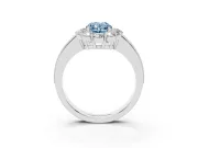 Oval Vintage Halo Engagement Ring Setting for a Fancy Blue Lab-Grown Diamond | White Gold