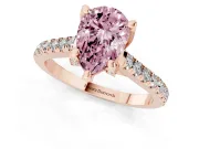 Pear-Shaped Hidden Halo Pave Engagement Ring Setting for a Fancy Pink Lab-Grown Diamond | Claw Prongs | Rose Gold