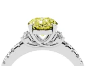 Oval Side Stone Engagement Ring Setting for a Fancy Yellow Lab-Grown Diamond | Pave Band | Platinum