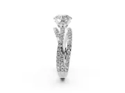 Round Cut Diamond Solitaire Twist Band Ring Set in Silver with Pavé Setting and Prong Head