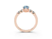 Fancy Blue Marquise Cut Diamond Five-Stone Prong Set Engagement Ring Set in Rose gold with Channel Band