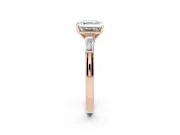 Asscher Cut Three Stone Engagement Ring Setting | Tapered Baguettes | Rose Gold