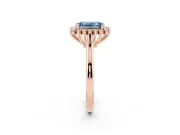 Emerald Cut Starburst Halo Engagement Ring Setting for a Fancy Blue Lab-Grown Diamond | Rose Gold