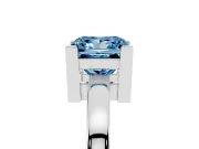 Fancy Blue Princess Cut Diamond Solitaire Ring Set in Platinum with Prong Head and Smooth Polished Band