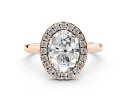 Oval Thin Halo Engagement Ring Setting | Plain Polished Band | Rose Gold